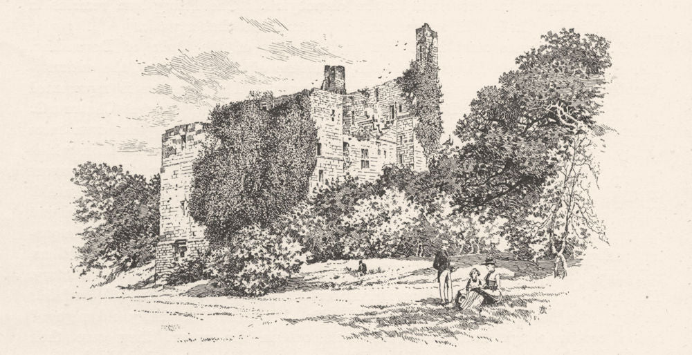 YORKSHIRE. Ruins of Harewood castle 1901 old antique vintage print picture